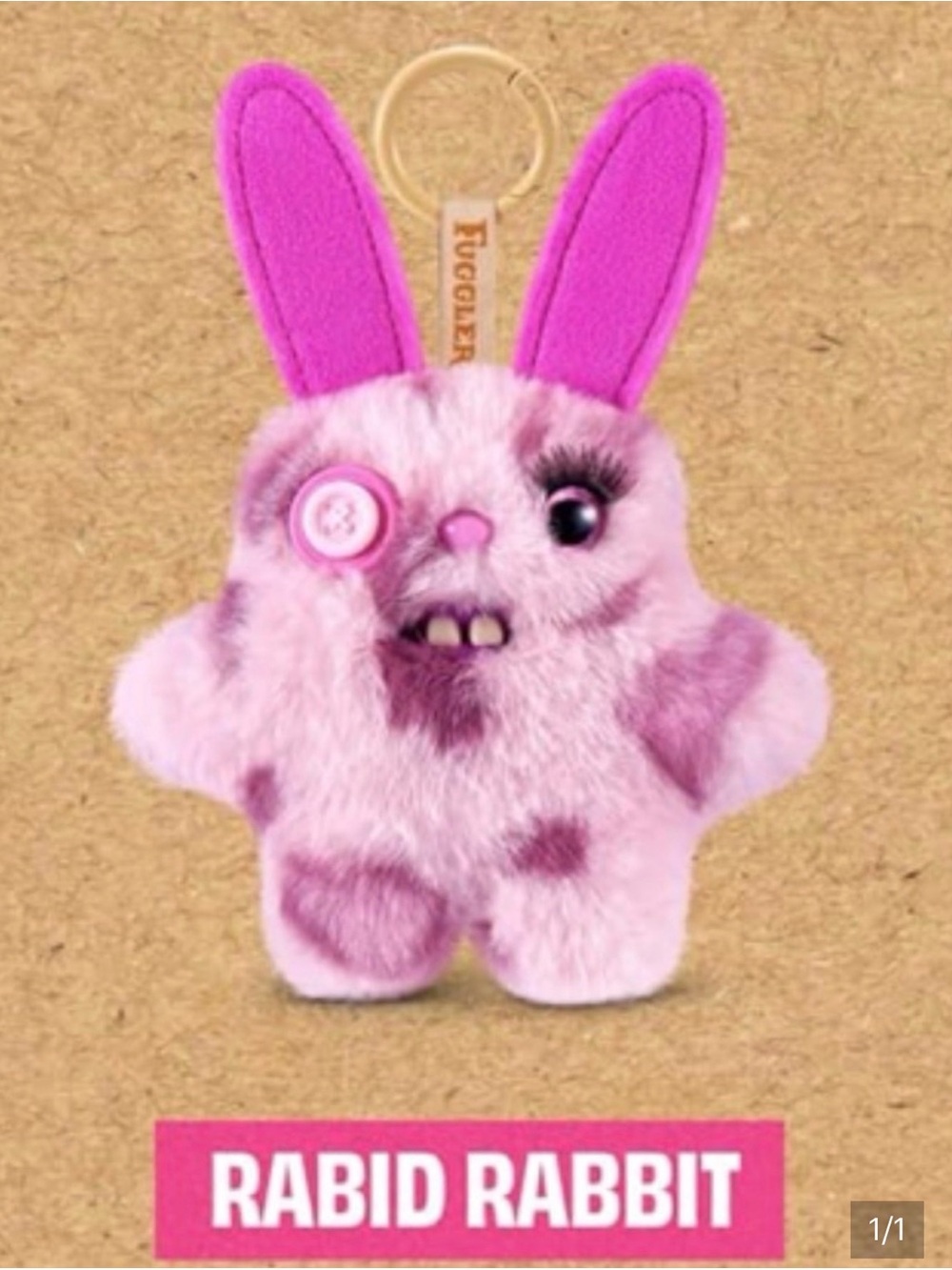 Rabid Rabbit Plush Keychain by Fuggler - Pink Plush Charm